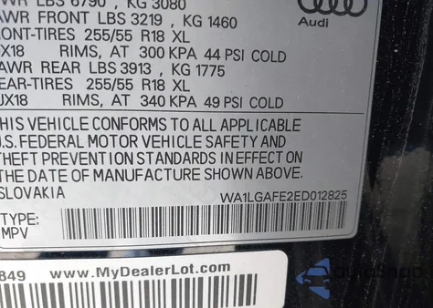 2014 Audi Q7 3.0T Premium from USA, damaged, VIN WA1LGAFE2ED012825